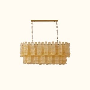Tiered Ribbed Glass Cascade Linear Chandelier