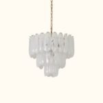 White Opaline Murano-Style Glass Petal Cascade Chandelier
