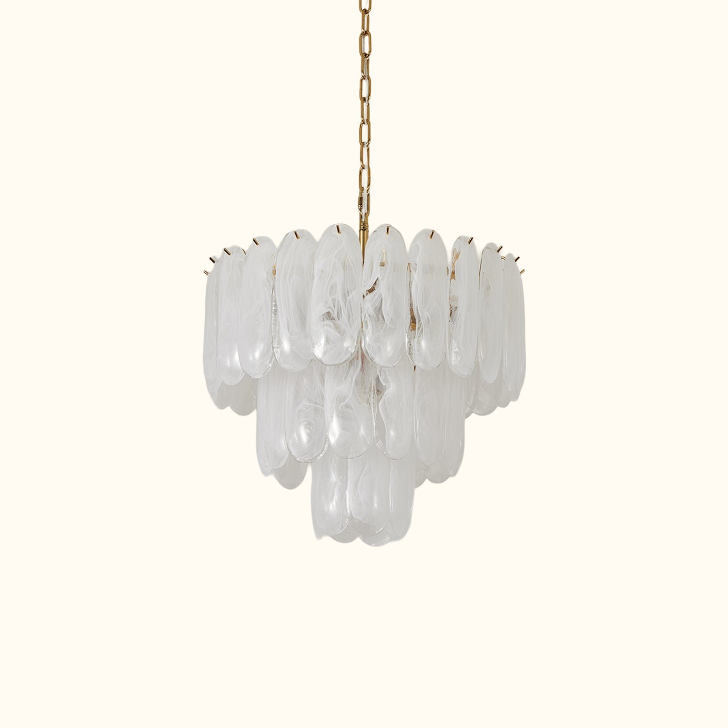 White-Opaline-Murano-Style-Glass-Petal-Cascade-Chandelier01 White Opaline Murano-Style Glass Petal Cascade Chandelier - Image 1