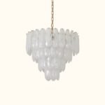 White Opaline Murano-Style Glass Petal Cascade Chandelier - Image 8