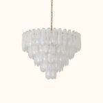 White Opaline Murano-Style Glass Petal Cascade Chandelier - Image 9