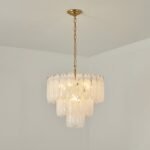 White Opaline Murano-Style Glass Petal Cascade Chandelier - Image 10