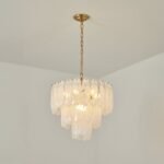 White Opaline Murano-Style Glass Petal Cascade Chandelier - Image 11