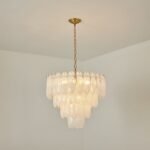White Opaline Murano-Style Glass Petal Cascade Chandelier - Image 12