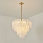 White Opaline Murano-Style Glass Petal Cascade Chandelier - Image 13