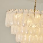 White Opaline Murano-Style Glass Petal Cascade Chandelier - Image 20