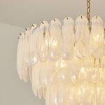 White Opaline Murano-Style Glass Petal Cascade Chandelier - Image 23