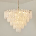 White Opaline Murano-Style Glass Petal Cascade Chandelier - Image 17