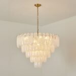 White Opaline Murano-Style Glass Petal Cascade Chandelier - Image 16