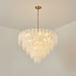 White Opaline Murano-Style Glass Petal Cascade Chandelier - Image 14