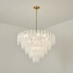 White Opaline Murano-Style Glass Petal Cascade Chandelier - Image 15