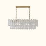 White Opaline Murano-Style Glass Petal Cascade Linear Chandelier