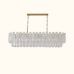 White Opaline Murano-Style Glass Petal Cascade Linear Chandelier - Image 9