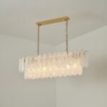 White Opaline Murano-Style Glass Petal Cascade Linear Chandelier - Image 12