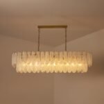 White Opaline Murano-Style Glass Petal Cascade Linear Chandelier - Image 11