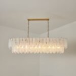 White Opaline Murano-Style Glass Petal Cascade Linear Chandelier - Image 14