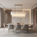 White Opaline Murano-Style Glass Petal Cascade Linear Chandelier - Image 4