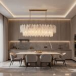 White Opaline Murano-Style Glass Petal Cascade Linear Chandelier - Image 5